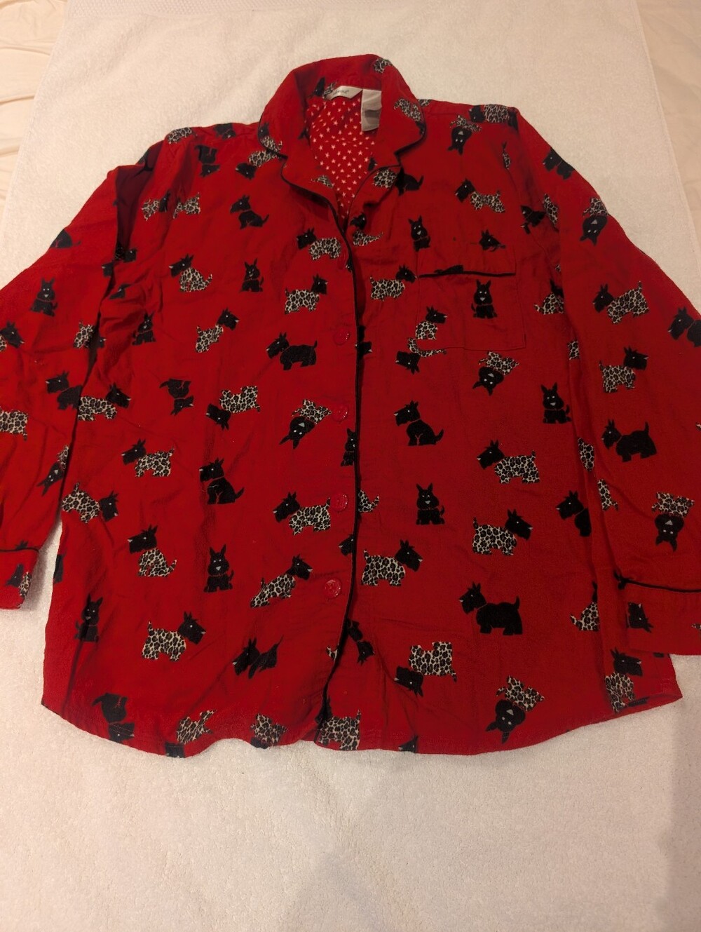 Vintage Adonna Red Scottie Dog 100% Cotton 2-Piece Pajama Set Large - Picture 6 of 12
